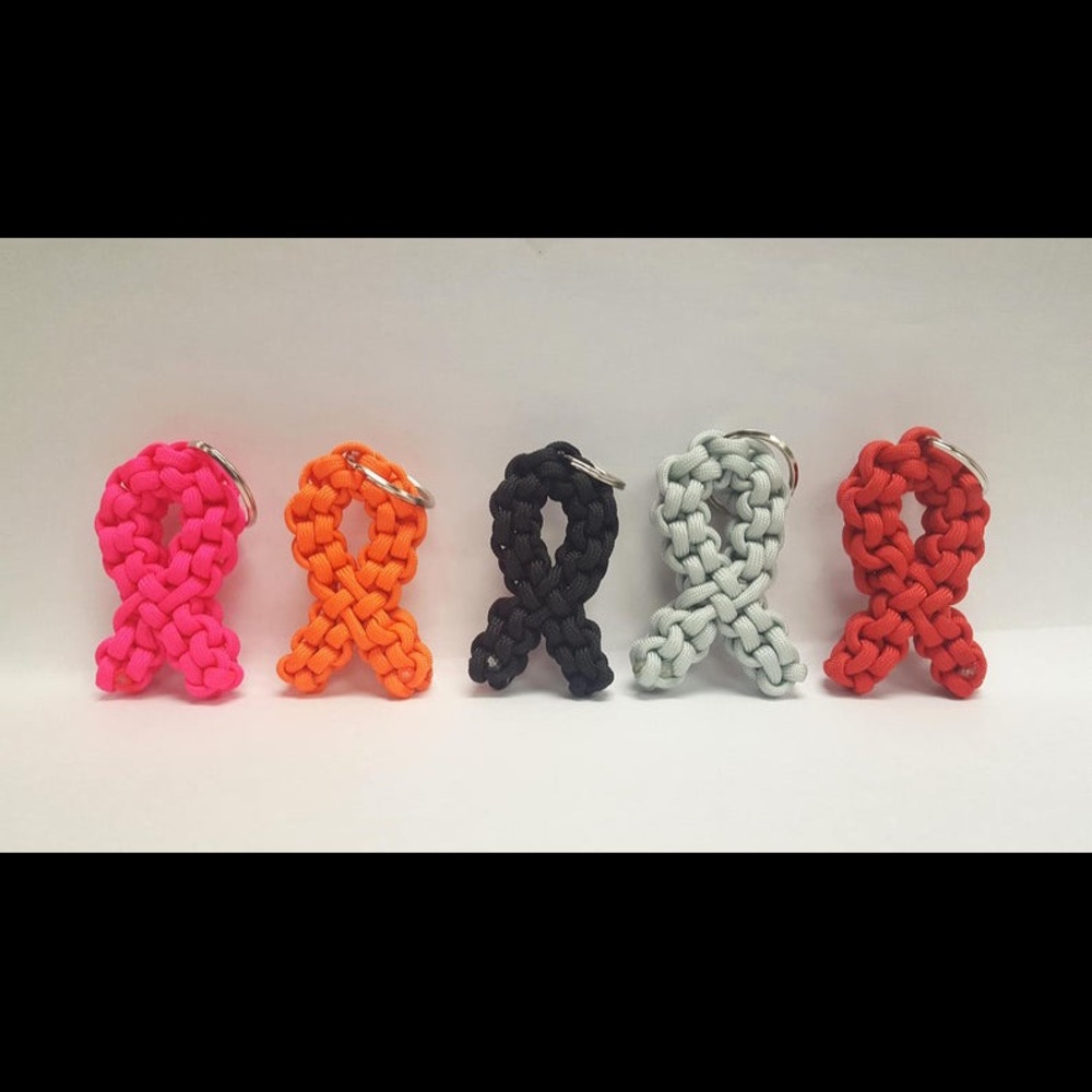 Paracord Cancer Ribbon Keychains - Picture 4 of 7
